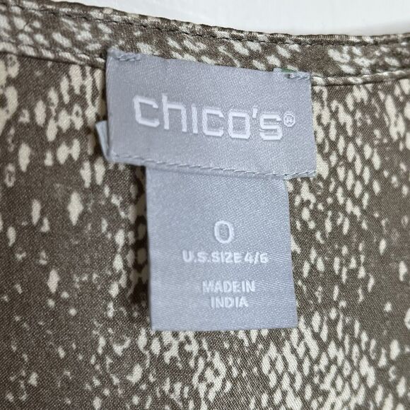 Chicos Snakeskin Print Satin Camisole Tank Top Tan Womens 4/6 0 Small Animal - Picture 3 of 5